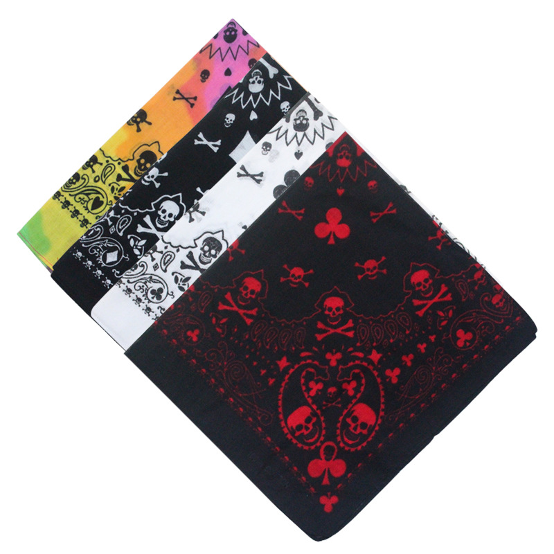 Bandana Blank White - 55cm White Black Red Skull Poker
