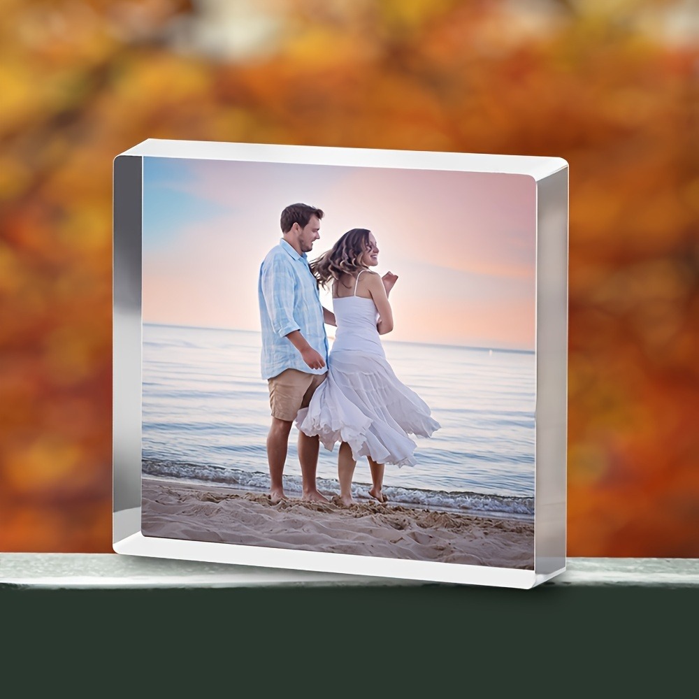 Photo Acrylic Block - Personalized Beach Sunset 3D Acrylic Photo