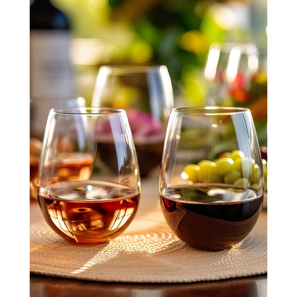Stemless Wine Glasses Set of 4 - Tumbler 20Oz White 评论和价格