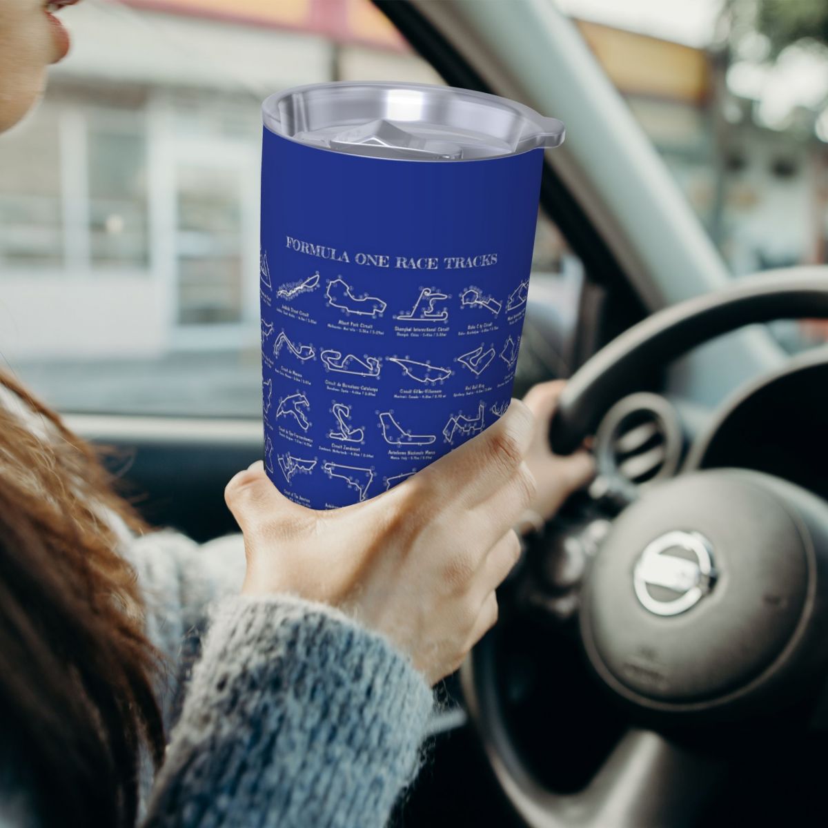 F1 Race Tracks (White Stencil- - Tumbler 20Oz White 评论和价格